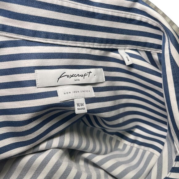 Foxcroft NYC 16W Non-Iron Stretch Striped Button Down Blouse - Picture 2 of 6